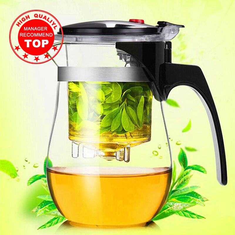 High quality Heat Resistant Glass Teapot Chinese kung fu Tea Set Puer Kettle Coffee Glass Maker Convenient Office Tea Pot