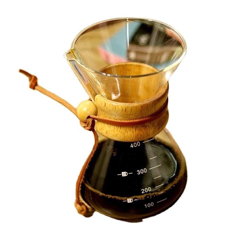 Pour Over Coffee Maker with Permanent Stainless Steel Filter Glass Coffee Dripper 400ml