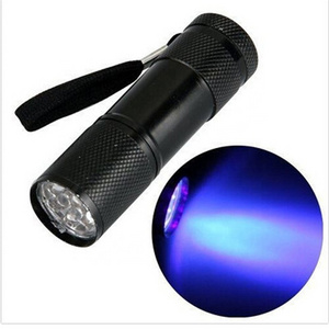 UV 9LED Flashlight Mini Aluminum UV ULTRA VIOLET 9 LED Flashlight Blacklight Torch Light Lamp fahrrad licht #4S03 HS &D