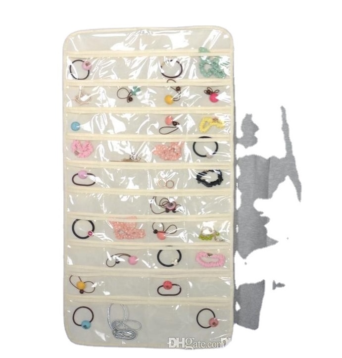 80 Grids Pockets/Set Organizadores Box Hanging Jewelry Organizer Display Earring Rings Bracelets Storage Bag Hanger Color Random