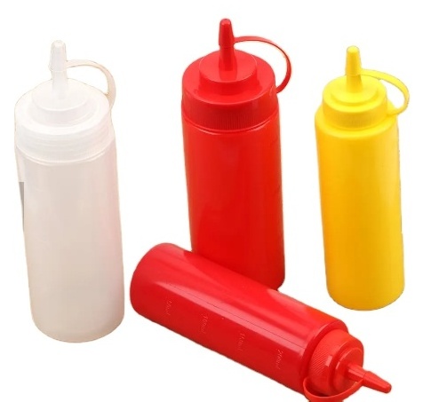 Sauce Vinegar Oil Ketchup Gravy Cruet Kitchen Accessories Gravy Boat Plastic Condiment Dispenser 8oz 12oz Squeeze Bottle