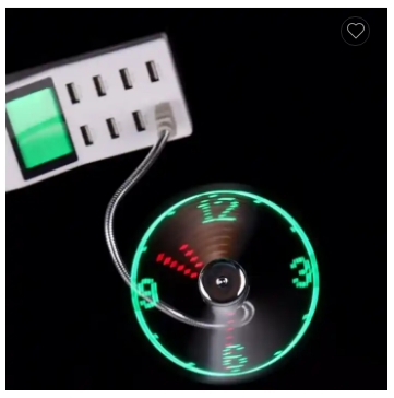 Free Shipping Mini USB Fan gadgets Flexible Gooseneck LED Clock Cool For laptop PC Notebook Time Display high quality durable