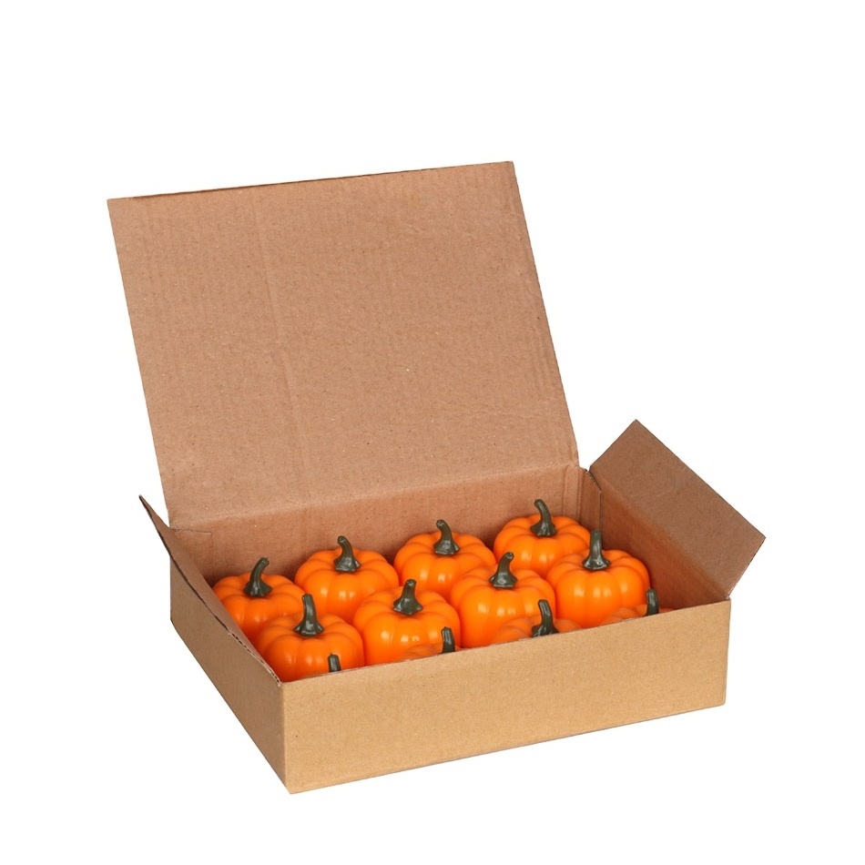 Free shipping 12 Pcs Mini LED Orange Pumpkin Candles Halloween Good quality Flicker For Halloween Party Home Decorations