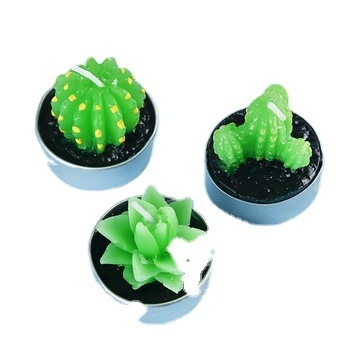 Creative 6pcs Non-spill Cactus Candle Decorative Tea Light Candles for Xmas Party Hallowmas Wedding Decoration Birthday Candles