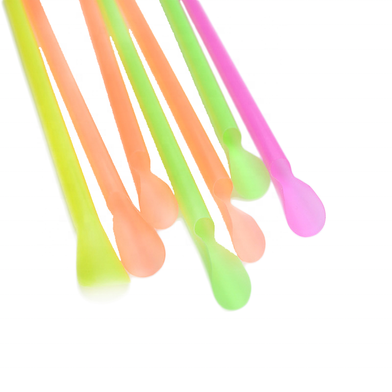 Plastic Straws Top Seller Plastic Shaved Ice Cups Spoons BPA-Free Plastic Drinking Straw Spoon