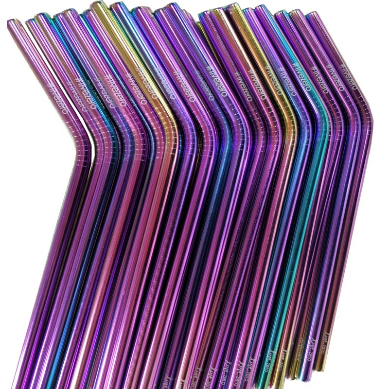 Coloured stainless steel straws short cocktail metal straw for drinking engraved silver or black logo top seller