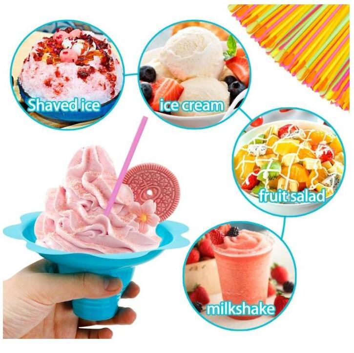 12oz (700ml) colorful plastic cup flower snow cone bowl shave ice cups for party birthday beach