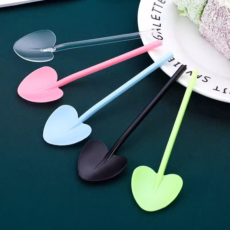 Mini plastic spoon tasting serving dessert spoon for ice cream cake Party Birthday Home heart shape