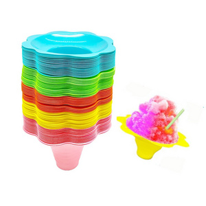 12oz (700ml) colorful plastic cup flower snow cone bowl shave ice cups for party birthday beach