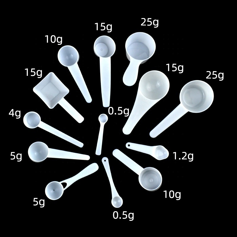 0.25g/0.5g/1g/2g/2.5g/5g/7.5g/10g/15g/20g measuring spoon custom plastic scoop hot sale