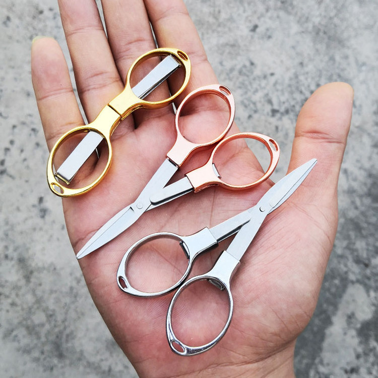 Stainless Steel Folding Scissors,Glasses-shaped Mini Shear,Anti-Rust telescopic cutter