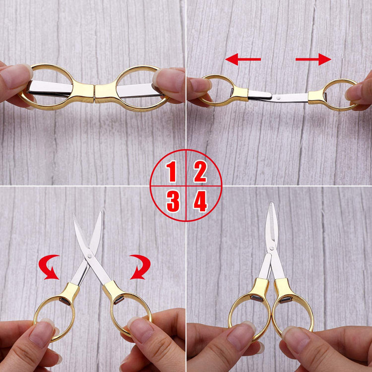 Stainless Steel Folding Scissors,Glasses-shaped Mini Shear,Anti-Rust telescopic cutter