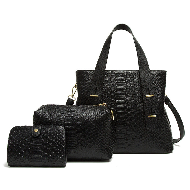 2ndr Brand Fashion 3Pcs Snake Skin Ladies Purse And Handbag And Handbags Set Vendors