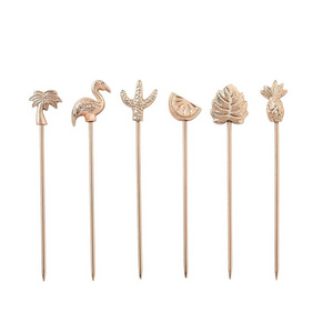 Home And Garden Kitchen And Tabletop Bar Tool Cocktail Picks With Gold Plated And Different Design Cocktail Picks