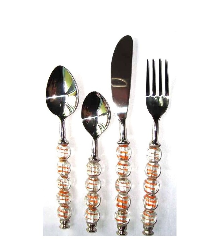 Home Hotel Restaurant Use Tableware Flatware And Cutlery Set with Acrylic Handle Round Shaped Beads Handle Cutlery Set