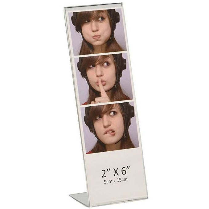 Clear Premium Vertical Acrylic Sign Holder Single Sided Slant Back Counter top 2x6 Angled Photo Booth Display Strip Frame