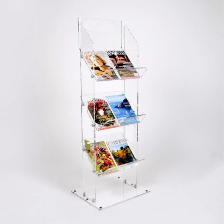 Tall Magazine Newspaper Stand Transparent Acrylic Screwed Book Holder Book Store Library Supply