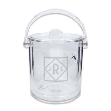 Clear Cylindrical Acrylic Plastic Ice Bucket with Lid and Handle Custom 6