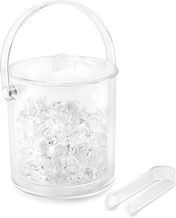 Clear Cylindrical Acrylic Plastic Ice Bucket with Lid and Handle Custom 6