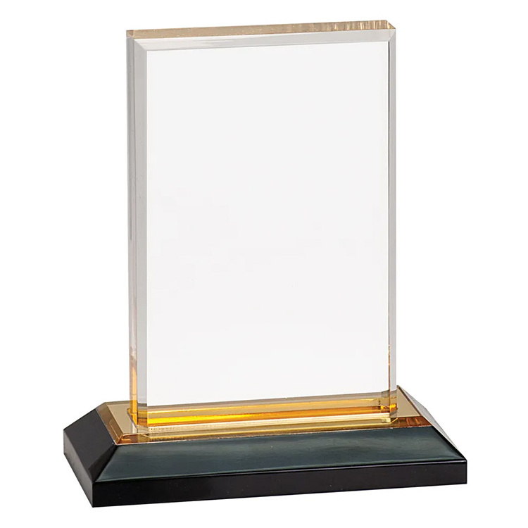 Personalized Custom Made Acrylic Beveled Awards Clear Corporate Plaque with Base 6