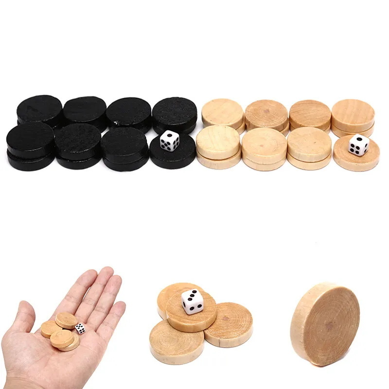 Backgammon Chess Checkers Draughts Pieces for Kids Board Game Learning Handmade Durable Game Accessories Backgammon Chips