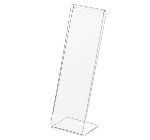 Clear Premium Vertical Acrylic Sign Holder Single Sided Slant Back Counter top 2x6 Angled Photo Booth Display Strip Frame