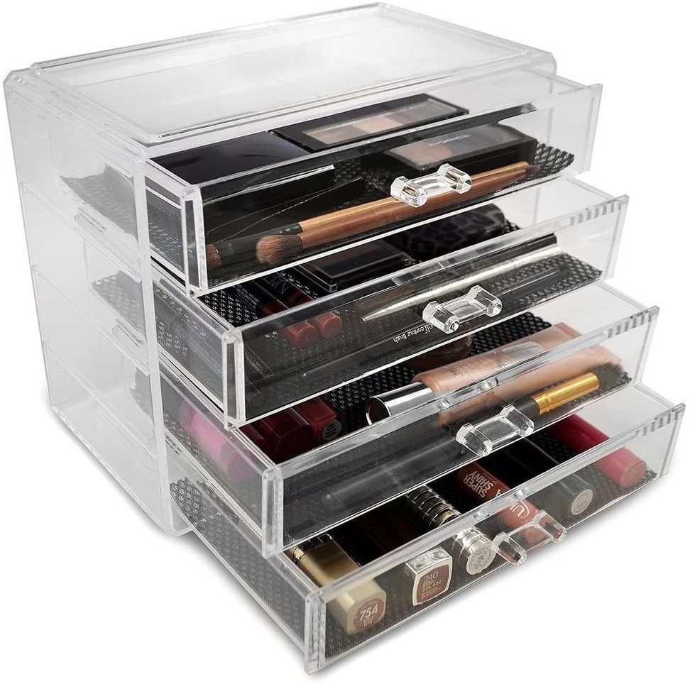 Clear Acrylic Makeup Storage Box Drawers Case Lipstick Cosmetic Storage Box Holder Brush Makeup Organizer Jewelry Storage