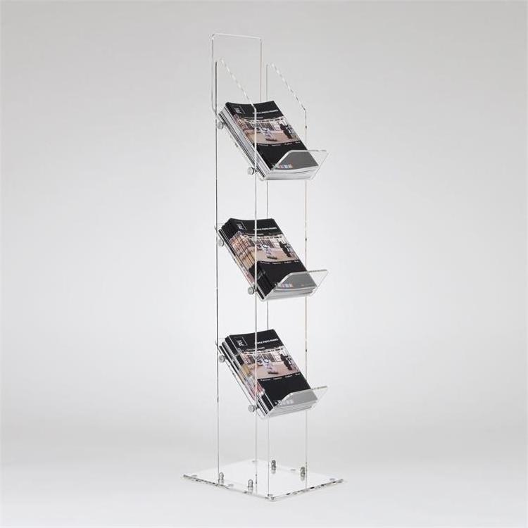 Tall Magazine Newspaper Stand Transparent Acrylic Screwed Book Holder Book Store Library Supply