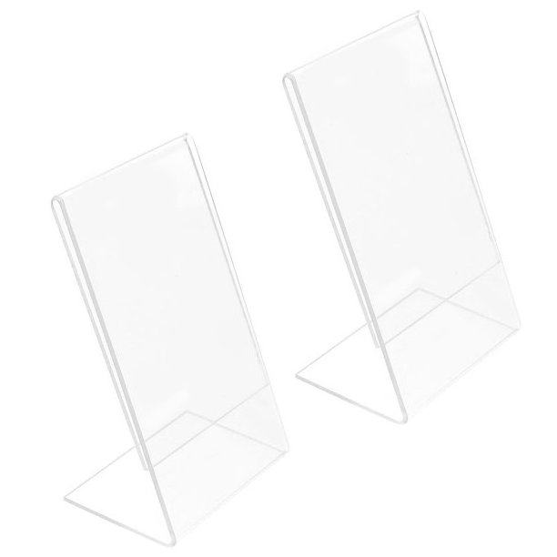 Clear Premium Vertical Acrylic Sign Holder Single Sided Slant Back Counter top 2x6 Angled Photo Booth Display Strip Frame