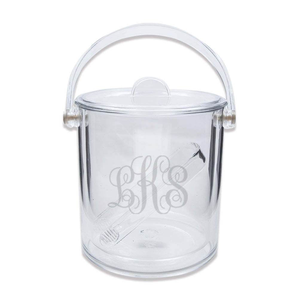 Clear Cylindrical Acrylic Plastic Ice Bucket with Lid and Handle Custom 6