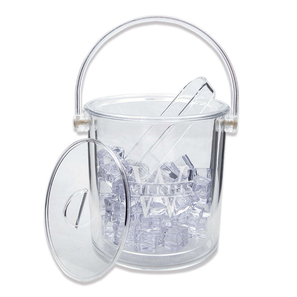 Clear Cylindrical Acrylic Plastic Ice Bucket with Lid and Handle Custom 6