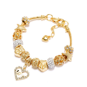 HOVANCI Luxury design Women Bracelet  Gold color Beaded Bracelet Silver Crystal Charm Bracelet for Women