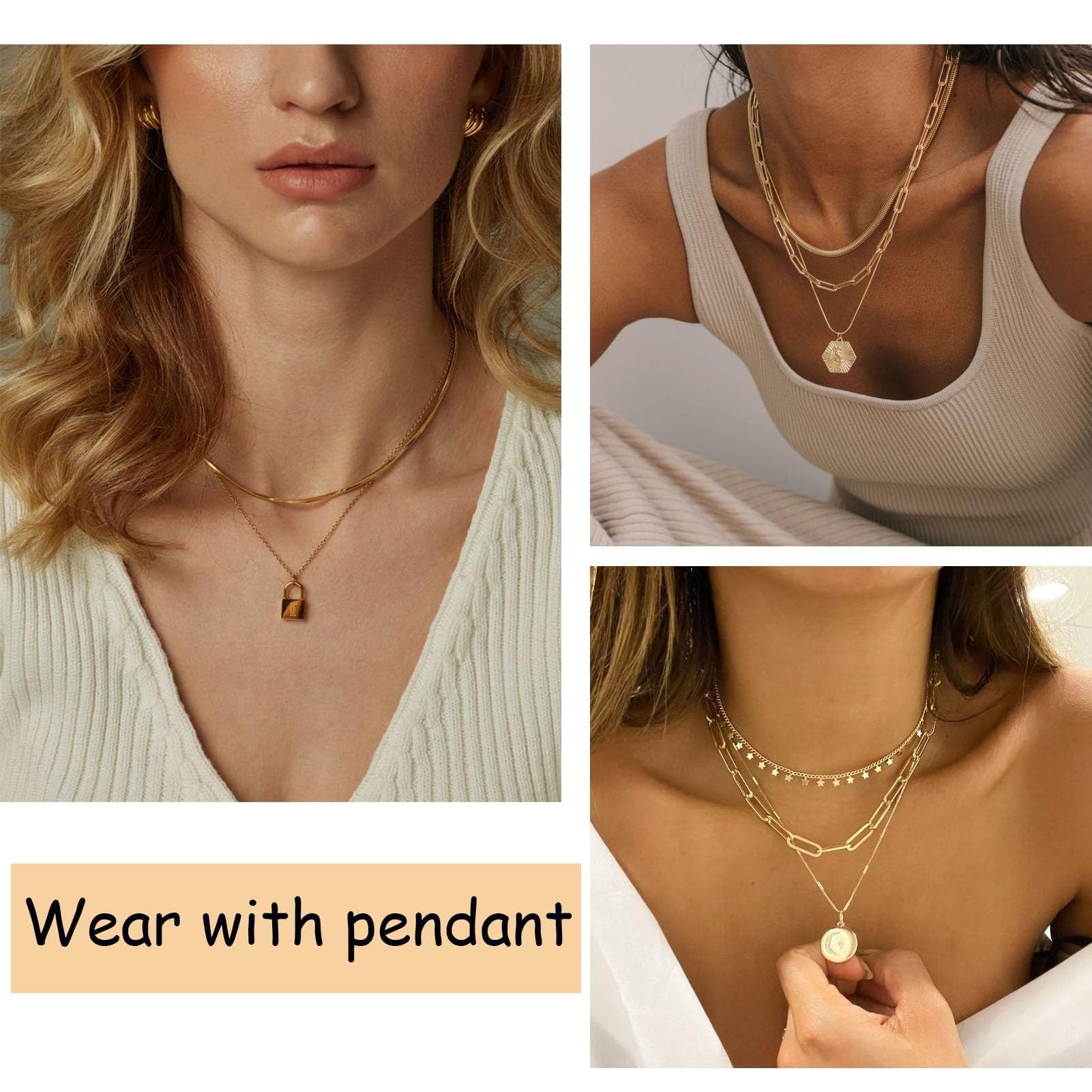 HOVANCI Stainless Steel Necklace Chain Bulk Hypoallergenic Waterproof Tarnish Free Jewelry 18K Gold Plated PVD Chains Necklace