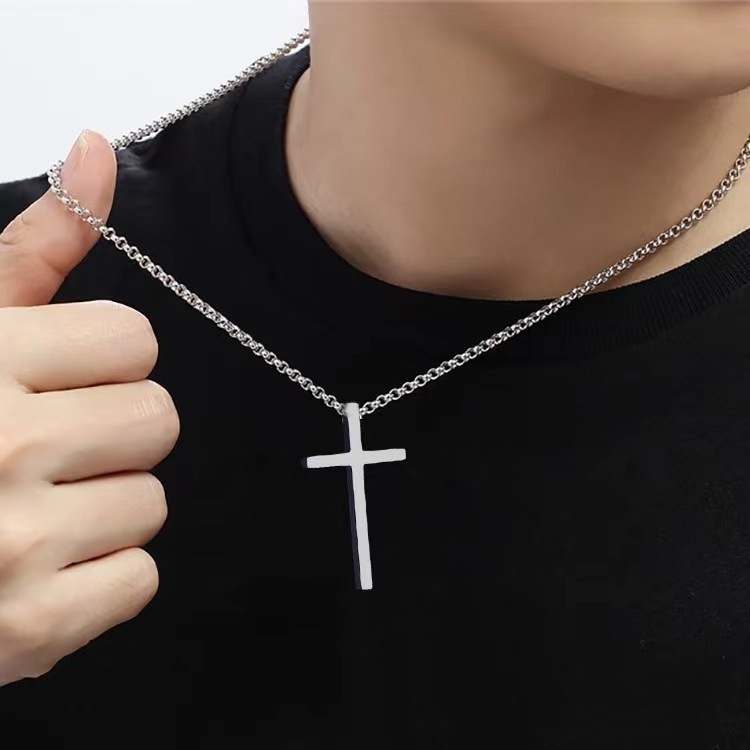 HOVANCI China Wholesale Stainless Steel Cross Necklace 316l Men Hip-Hop Cross Pendant Necklace