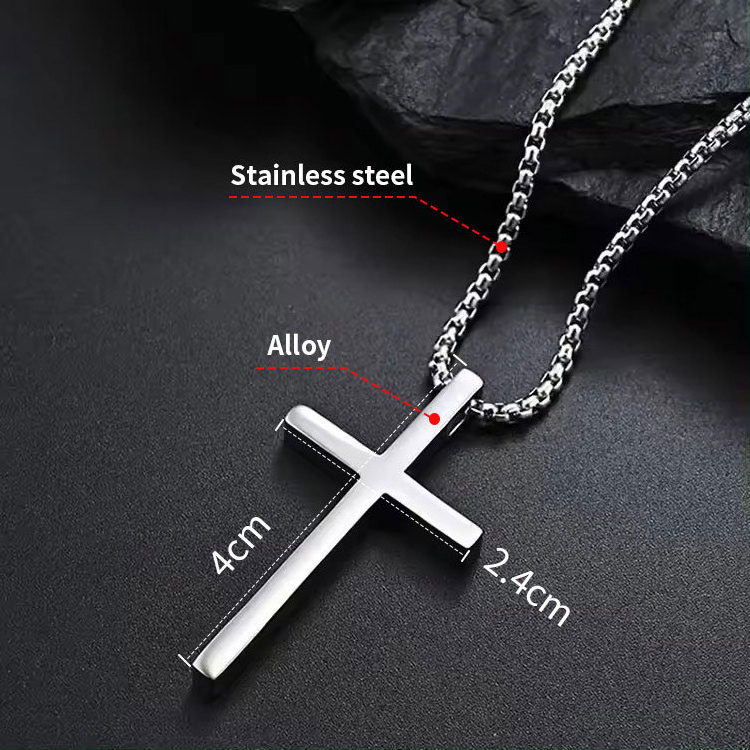 HOVANCI China Wholesale Stainless Steel Cross Necklace 316l Men Hip-Hop Cross Pendant Necklace