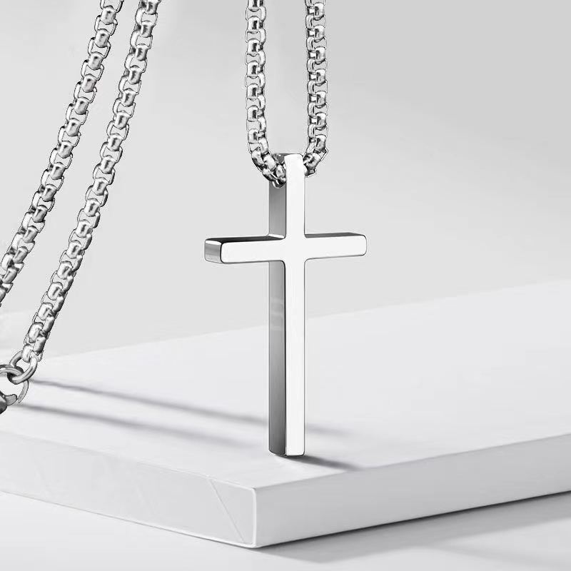 HOVANCI China Wholesale Stainless Steel Cross Necklace 316l Men Hip-Hop Cross Pendant Necklace