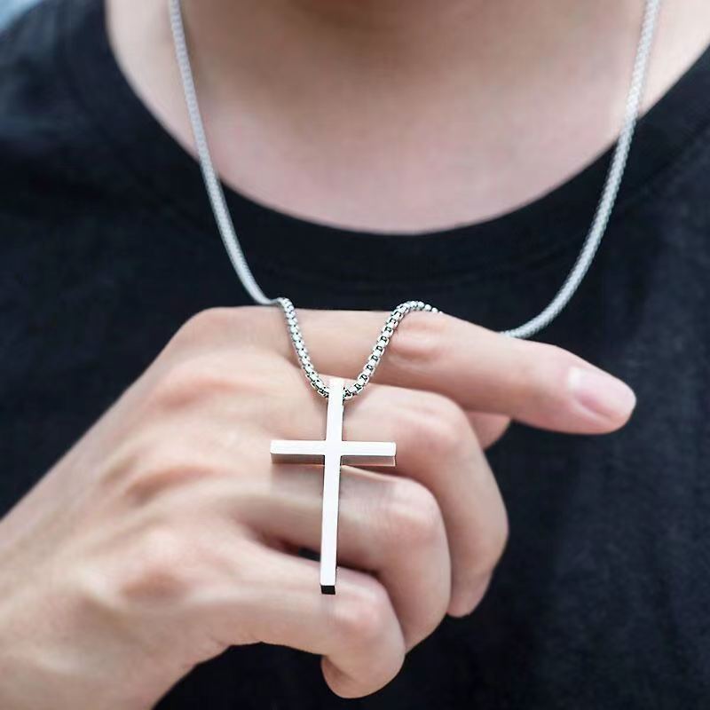 HOVANCI China Wholesale Stainless Steel Cross Necklace 316l Men Hip-Hop Cross Pendant Necklace