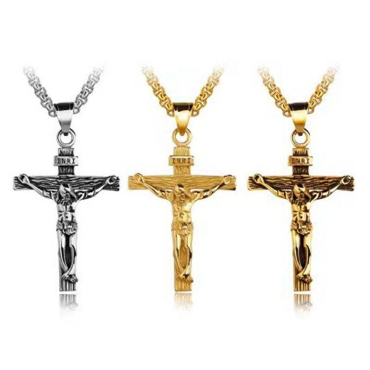 HOVANCI Fashion Jewelry Pendent Necklaces For Men Easter Crucifix Jesus Christ Cross Pendant Necklace For Men Women