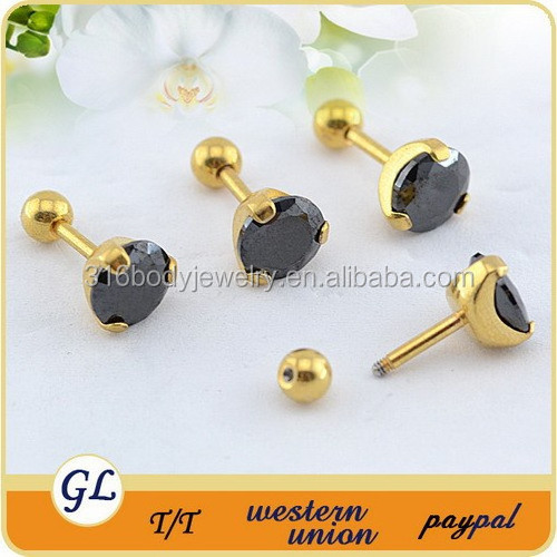 ES01119 gold plated white stone stud earrings