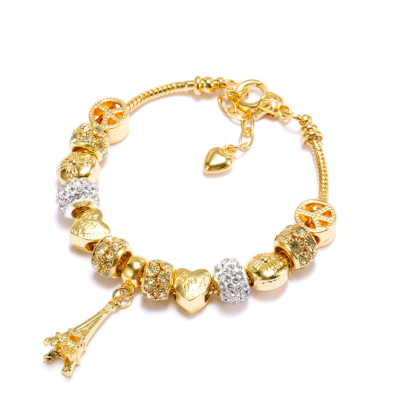 HOVANCI Luxury design Women Bracelet  Gold color Beaded Bracelet Silver Crystal Charm Bracelet for Women