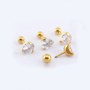 ES01119 gold plated white stone stud earrings