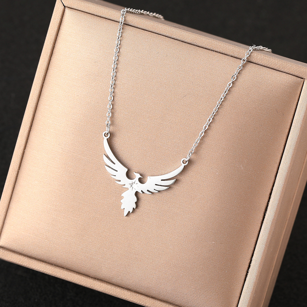 Stainless Steel Necklaces Guardian Angel Wings Phoenix Firebird Pendant Choker Chain New Senior Necklace For Women Jewelry Gift