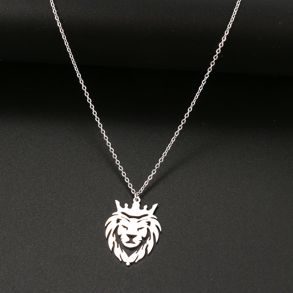 Stainless Steel Necklaces Crown Lion King Animal Pendant Men's Chain Choker Fashion Necklace For Women Jewelry Party Men Gifts