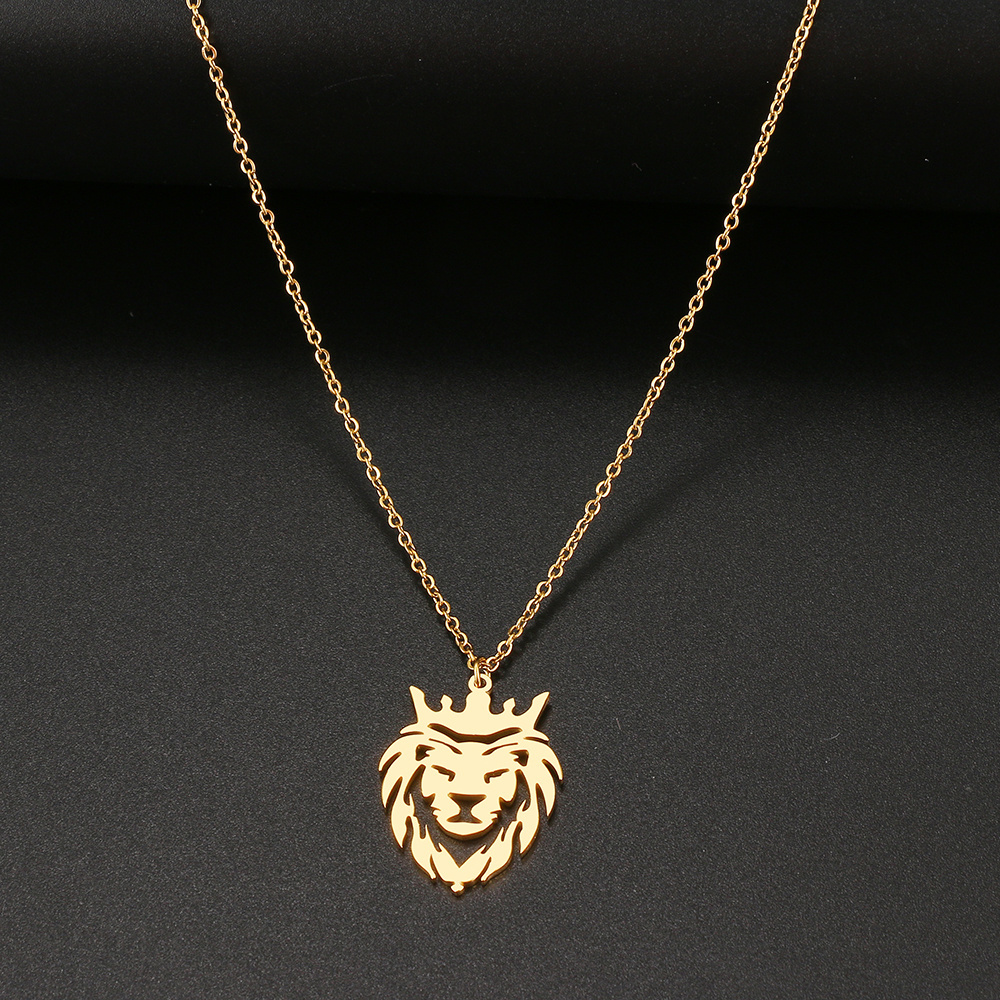 Stainless Steel Necklaces Crown Lion King Animal Pendant Men's Chain Choker Fashion Necklace For Women Jewelry Party Men Gifts