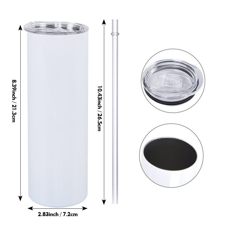 20 30 Oz Skinny Straight Stainless Steel Vacuum Insulated Sublimation Blank Tumblers Cups In Bulk