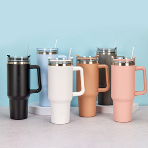 Wholesale New Vacuum Insulated Coffee Travel Mug 30 oz 40oz 40 oz Sublimation Stainless Steel Tumbler with Handle and Straw Lid