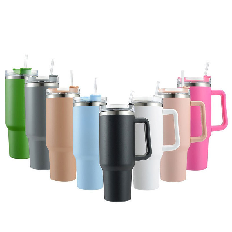 Wholesale New Vacuum Insulated Coffee Travel Mug 30 oz 40oz 40 oz Sublimation Stainless Steel Tumbler with Handle and Straw Lid