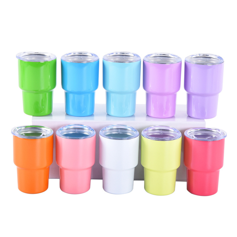 New 2oz 3oz Sublimation Mini Shot Macaron Tumbler with Straw Lid Stainless Steel Sublimation Mini Blanks Mini Shot Cups