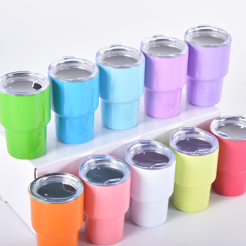 New 2oz 3oz Sublimation Mini Shot Macaron Tumbler with Straw Lid Stainless Steel Sublimation Mini Blanks Mini Shot Cups