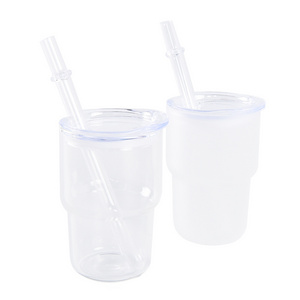 Wholesale 2oz 3 oz Cute Clear Frosted  Blank Sublimation 3oz Mini Shot Glass Mug Tumbler Coffee Party Cup With Plastic Straw